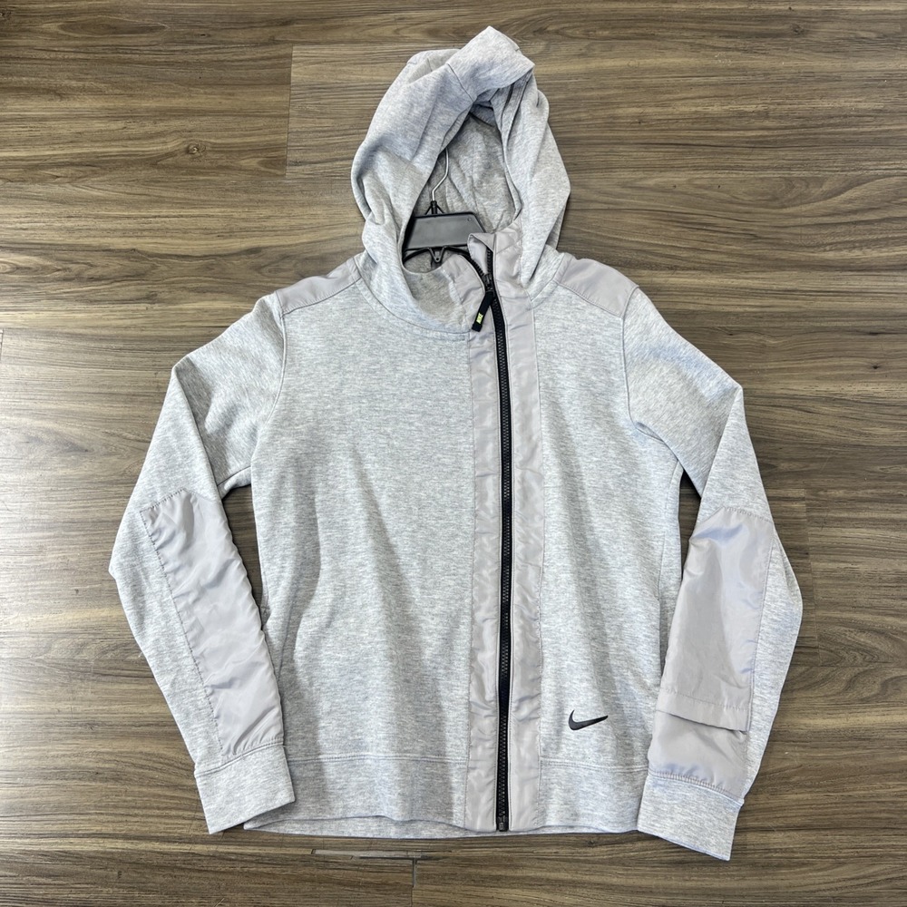 NIKE Jacket Womens Small Activewear Gray Asymmetric Full Zip Hoodie Vintage Y2K